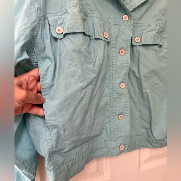 Vintage Cotton 90s Utility Bomber Jacket M Aqua - Picture 9 of 15